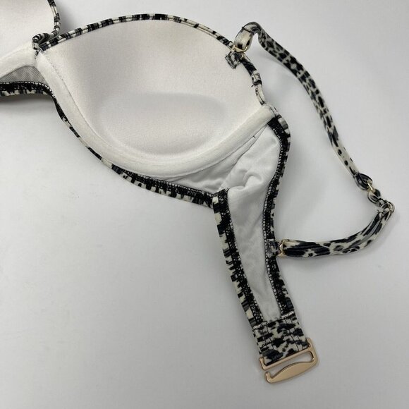 Victorias Secret Push Up Bikini Top Size 32B Black Print - Picture 7 of 11